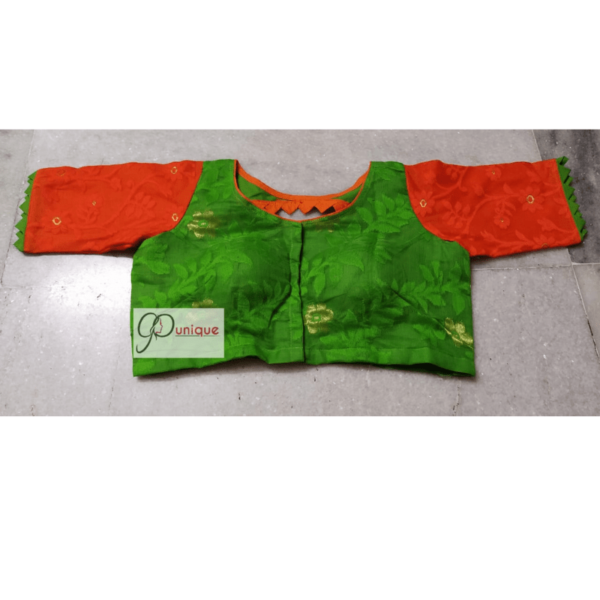 Green Jamdani With Orange Sleeve 2