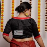 black cotton silk body with red coller blouse1