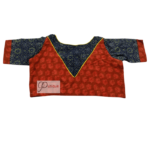 Orangisg Red Ajraj Body With Blue Sleeves Blouse 2