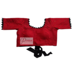 Red Jamdani With Black Lace And Frill Blouse 1