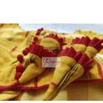 Yellow Ikkat Blouse With Red Frill And Red Yellow Latkan 1