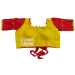 Yellow Jamdani With Red Sleeves And Yelow Frill