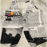 News Paper Print Sleeveless Cotton Blazer