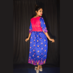 Magenta Blue Full Jamdani Dress 1