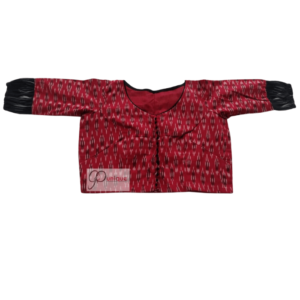 Red And Black Ikkat Combination Blouse 1 (1)