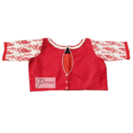 Red Cotton Silk Body With Red White Jamdani Sleeves
