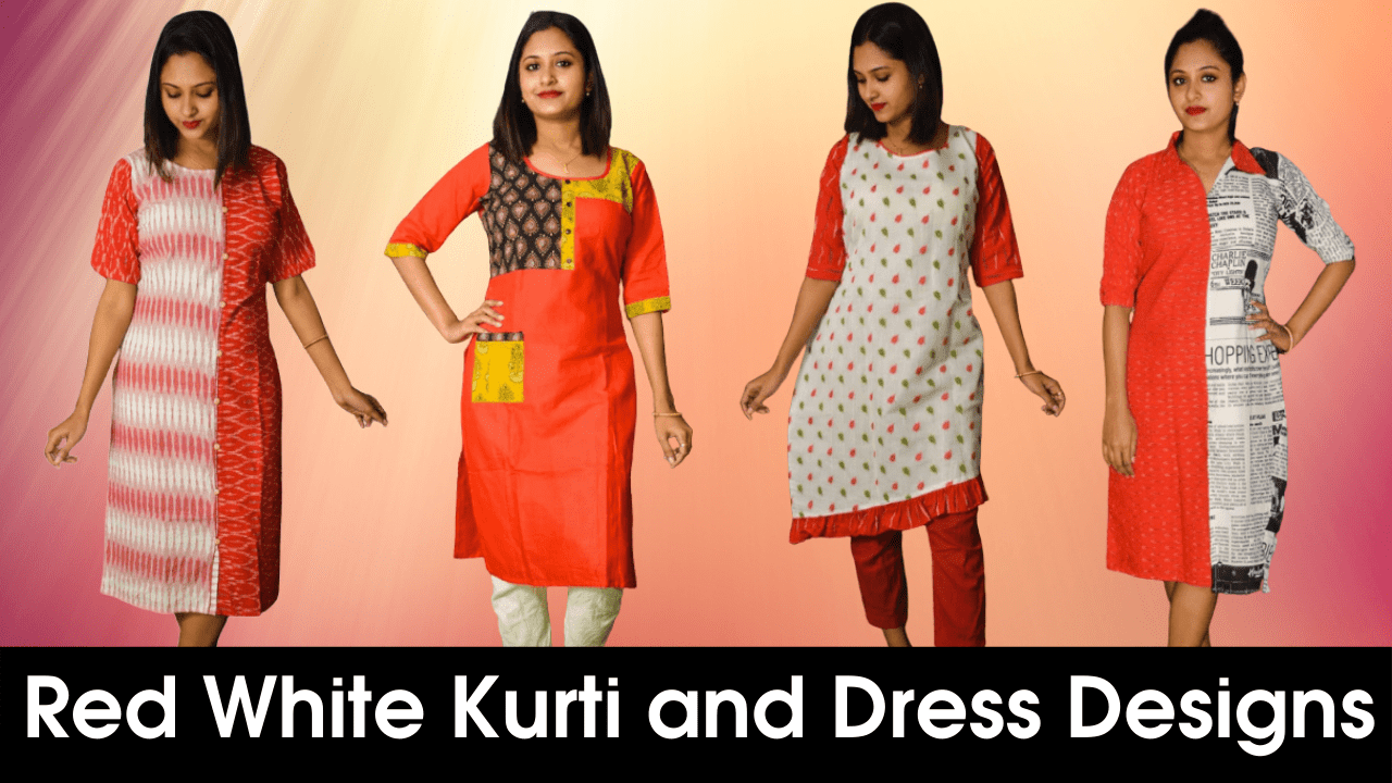 Latest Red White Kurti And Dress Designs For Women And Girls