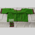 Green Jamdani Body With Brown Crisscross And Frill 1
