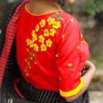 red yellow green 3d hand embroidery blouse