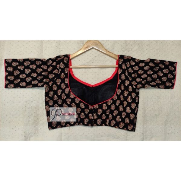 black ajrak with red piping blouse1