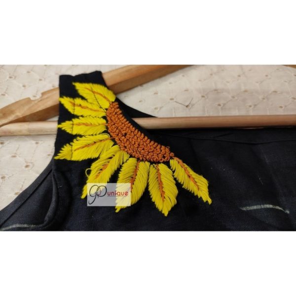 black khadi with sunflower embroydary 1
