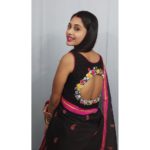 black hakoba with hand embroidary blouse design 2