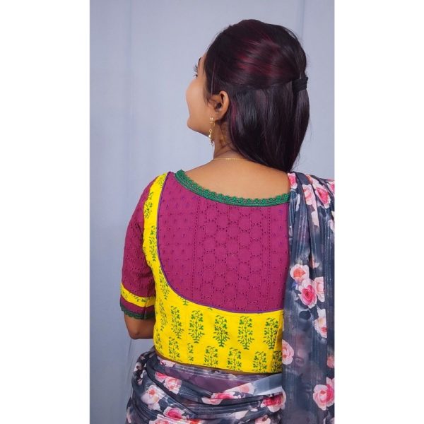 yellow ajrak with violet hakoba with green lace blouse1