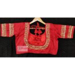 red golden maggam blouse4