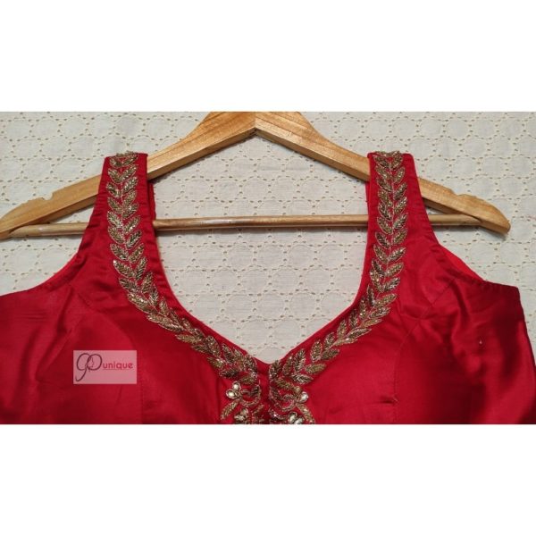 red colour sleeveless maggam work blouse5