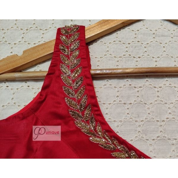 red colour sleeveless maggam work blouse6