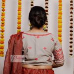grey and red cotton with jamdani korath work blouse2