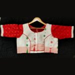 red white cotton soft jamdani blouse design1