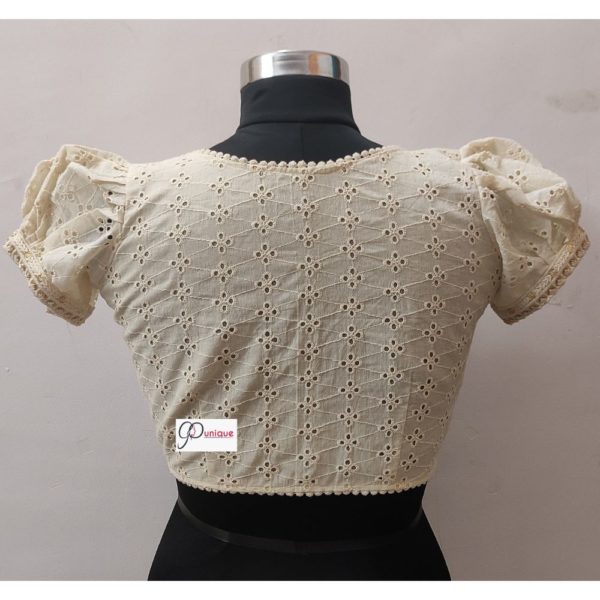 off white hakoba with off white croche lace with short puff sleves 1