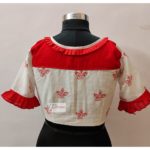 red white cotton embroidery blouse design with frills1