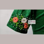green hand embroidery (aari work) glass sleeves blouse design2