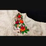 off white hakoba with hand embroidery with puff sleeves blouse design 2