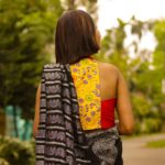 magenta khadi deep ' v ' neck blouse with frills blouse design (copy) (copy)