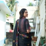 white check khadi with red black weaving with red show button blouse (copy)