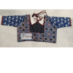 Blue Red Ajrak Body With Deep Blue Ajrak Sleeves 2