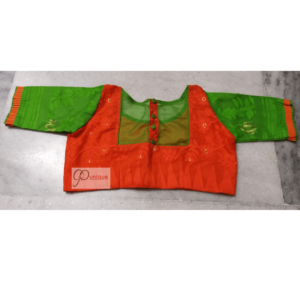 Orange Jamdani With Green Sleeves 2