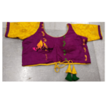 Purple Jamdani With Yellow Sleeves Back Lace 2