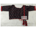 Black Ajrak With Red Flower Red Crisscross