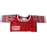 Red Glossy Cotton Body With Red White Jamdani Sleeves 1
