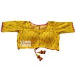 Yellow Ikkat Blouse With Red Frill And Red Yellow Latkan
