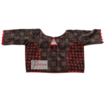 Black Brown Combination Ajrak Blouse With Red Frill