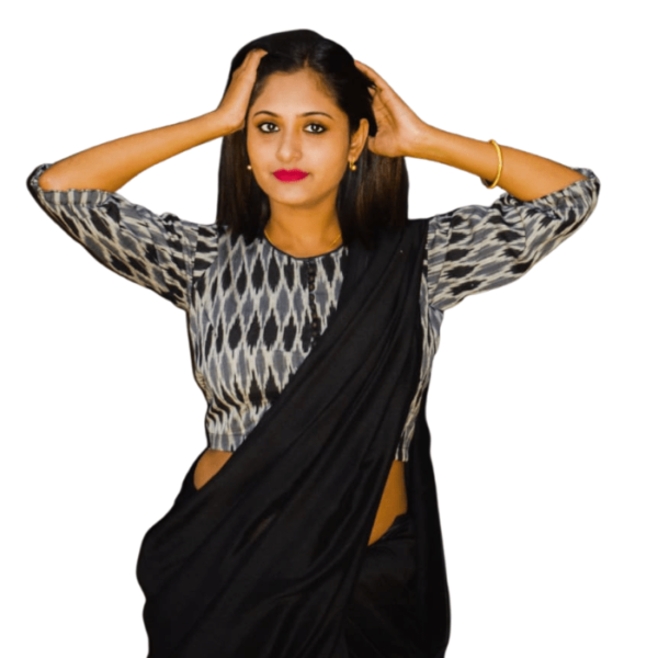 black and silver combination blouse designs
