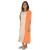 Orange Ikkat With White Khadi Dress