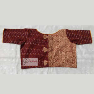 Ajrak And Ikkat Combination Half Half Blouse