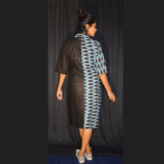Black Khadi With Black Blue Combination Ikkat Dress 1