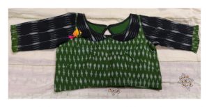 Green And Black Combination Ikkat Blouse