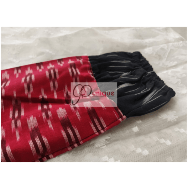 Red And Black Ikkat Combination Blouse
