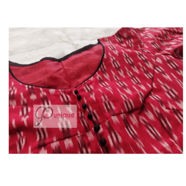 Red And Black Ikkat Combination Blouse 3