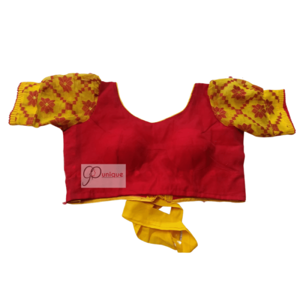 Red Yellow Jamdani With Yellow Lace Back Open 1