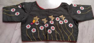 Flower With butterfly Embroidery Blouse