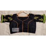 black yellow green hand embroidery blouse with frills