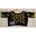 black yellow green hand embroidery blouse with frills 1