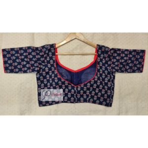 blue ajrak with red piping blouse1