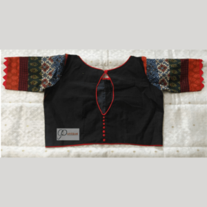 Bkacl Khadi Body With Multi Fabric Sleeves Work Blouse
