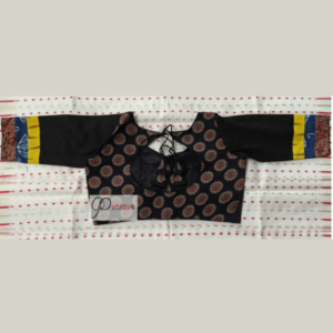 Black Ajrak With Black Khadi Sleeves
