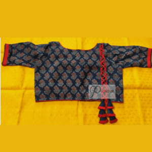 Blue Ajrak Blouse With Criss Cross At The Back 1